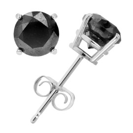 Vir Jewels 1.50 cttw Black Diamond Stud Earrings .925 Sterling Silver Round with Push Backs