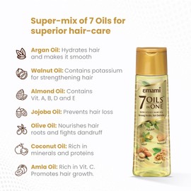 Emami 7-in-1 Hair Oil | with Natural Ayurvedic Herbs | Repairs Hair Damage | Nourishes Scalp | Fights Dandruff | Provides Strong & Healthy Hairs | 3.38 Fl Oz/100ml