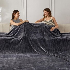 COOVA Seamless Big Blanket 120x120 Inch 3D Jacquard Huge Blanket - Cozy Extra Large for Bed, Oversized King for Family Use, Giant 10x10ft for Couch, Travel, Camping,Dark Grey