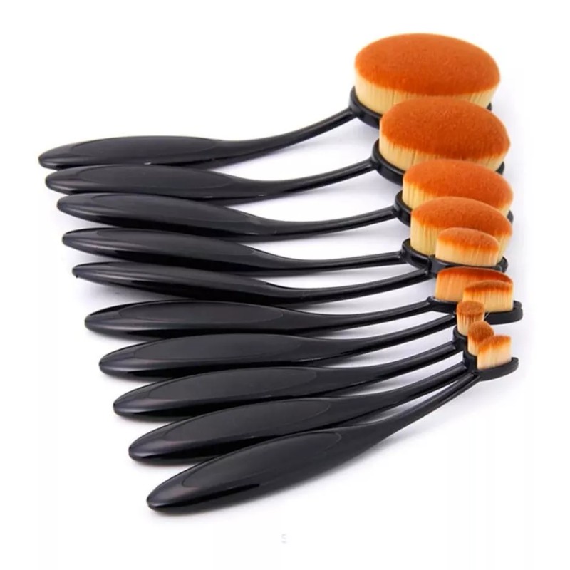 Make Up 10 Brochas Profesional Maquillaje Difuminar Kabuki Alta Cali