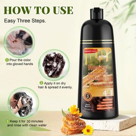 ZENITHGLO Dark Brown Hair Dye Shampoo 3 in 1 for Women & Men 100% Gray Hair Coverage - Herbal Ingredients Natural Plant Hair Color - Hair Dye in Minutes 17.6 Fl Oz