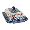 Blue Rose Polish Pottery Garden Bouquet Large Butter Dish