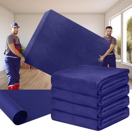 Hahafelt 4 Pcs 80" x 144" Extra Large Moving Blankets Heavy Duty Packing Blankets Textile Shipping Furniture Pads Furniture Covers Essentials for Protecting Wrapping Moving Supplies, Blue