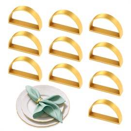 Set of 10 Gold Napkin Rings – Elegant Metallic Napkin Rings | Durable, Reusable & Rust-Resistant | Modern Semicircle Design for Mothers Day Table Decor, Weddings, Dinners, Parties & Everyday Use