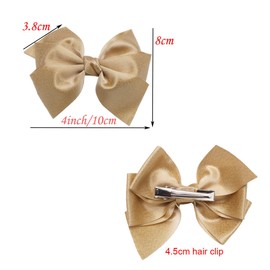 Koolgil 4 Inch Bows Hair Clips Alligator Clips Delicate Satin Hair Clips for Girls, Toddler, Kids and Women Birthday Party Wedding Christmas Occasions Set of 2 (2- Navy Blue)