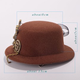 BLESSUME Victorian Punk Mini Bowler Hat Hair Clip Party Hat Dancing Cocktail Head Clip