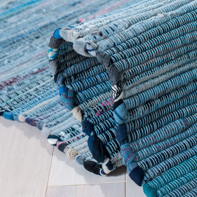 Safavieh Rag Rug Collection RAR127B Hand Woven Blue and Multi