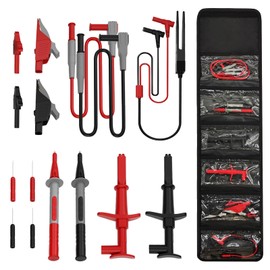 15 Pcs Multimeter Test Leads Kit with Alligator Clips,Test Hook,Test Probe,Tweezer CAT III 1000V & CAT IV 600V 10A for Professional Electrical Testing for Fluke/AstroAI/INNOVA Multimeter,Clamp Meter