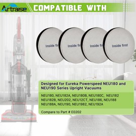 Artriase Vacuum Filter Replacement for Eureka Powerspeed NEU180 NEU180C NEU182A NEU182B NEU12CT NEU186 NEU188 NEU188A NEU190 NEU192A, Compare to Part # E0202, 4 Pack Pre-Motor Foam Filters