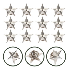 Star Collar Lapel Pin 12 Pieces Star Brooch Metal Star Badge Pin Veterans Day Pin Badge Pins for Women Men Clothing Suit Hat Costume Decoration S Star Hat Pins, Metal