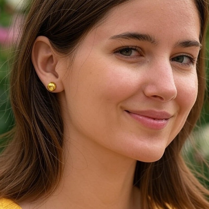 14K Yellow Gold Ball Stud Earrings, 8mm