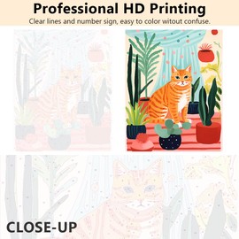 Animal Painting by Number Cute Orange Cat Sitting on The Floor in a Flower Pot Paint by Numbers Kit for Adults, Digital Painting with Brushes and Pigment for Home Decoration, 16x20 Inch