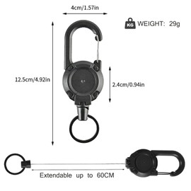 CRAZY SHARK Retractable Keychain, 2 Pack Heavy Duty Retractable Keyring Extendable Badge Reels Key Lanyard Belt Clip Badge Holder Pull Reel White