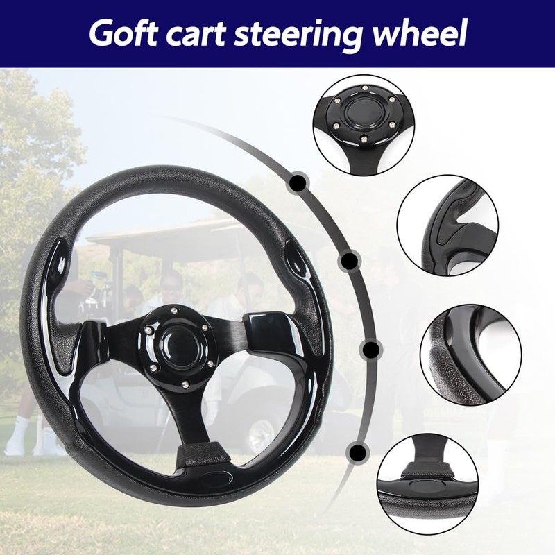 Universal EZGO Steering Wheel with Black Aluminum Frame Golf Cart