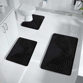 XIYIASUN Memory Foam Bath Rugs Leaf Bath Mat Non-Slip Strong Water Absorbent Plush Microfiber Bath Mat Rug Super Water Absorbent Machine Washable Bath Rugs for Bathroom, Tub (20 * 31 inch)