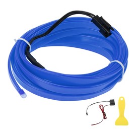 X AUTOHAUX 3 Meter EL Wire Cable LED Glow String Light Car Lighting Strip Flexible Neon Light for Car Decoration Wiring Driver(12v) Blue