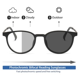 K.LAVER Bifocal Progressive Reading Glasses Photochromic Anti-UV400 Men's Sunglasses TR90 Metal Women's Reading Glasses