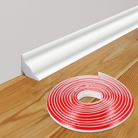 Frienda 16.4 ft x 1/2 Inch Peel and Stick Baseboard Molding Trim Flexible Self-Adhesive Wall Base Moulding Trim Quarter Round Caulk Strip TPE for Protector Floor Edges Bathroom Kitchen Countertop