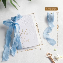 Vow Books his and hers with Silk Ribbons, Vow Books for Wedding, Wedding Vow Books Gift for Bride and Groom with 28 Pages-5.5 * 3.5 In Wedding Keepsake Vow book with Gilded Font Set of 2（Blue）