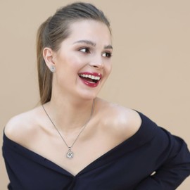 Rumnoke Jewellery Set for Women Cubic Zirconia Jewelry Set Necklace Bracelet and Earrings Set Gifts for Women Silver