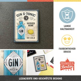 Nostalgic-Art Retro Fridge Magnet 6x8cm Gin & Tonic Served Here - Gift Idea Bar Accessory Metal Vintage Design