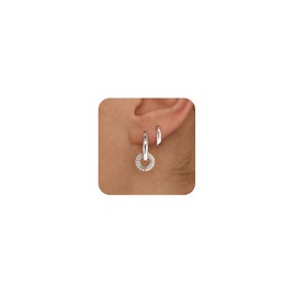 VIROMY Earrings Gold 14K Gold/925 Silver Shiny Zircon Earrings Hypoallergenic Small Stud Earrings Delicate Silver Jewellery for Women, Brass, Cubic Zirconia