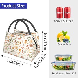 Sleeping Ginger Cat Lunch Box for Women Girls Adults Insulated Blooming Flowers and Kitten Rustic Lunch Bag for Work Picnic Camping Travel Gifts Large Capacity Cooler Thermal Reusable Tote Makeup Bags