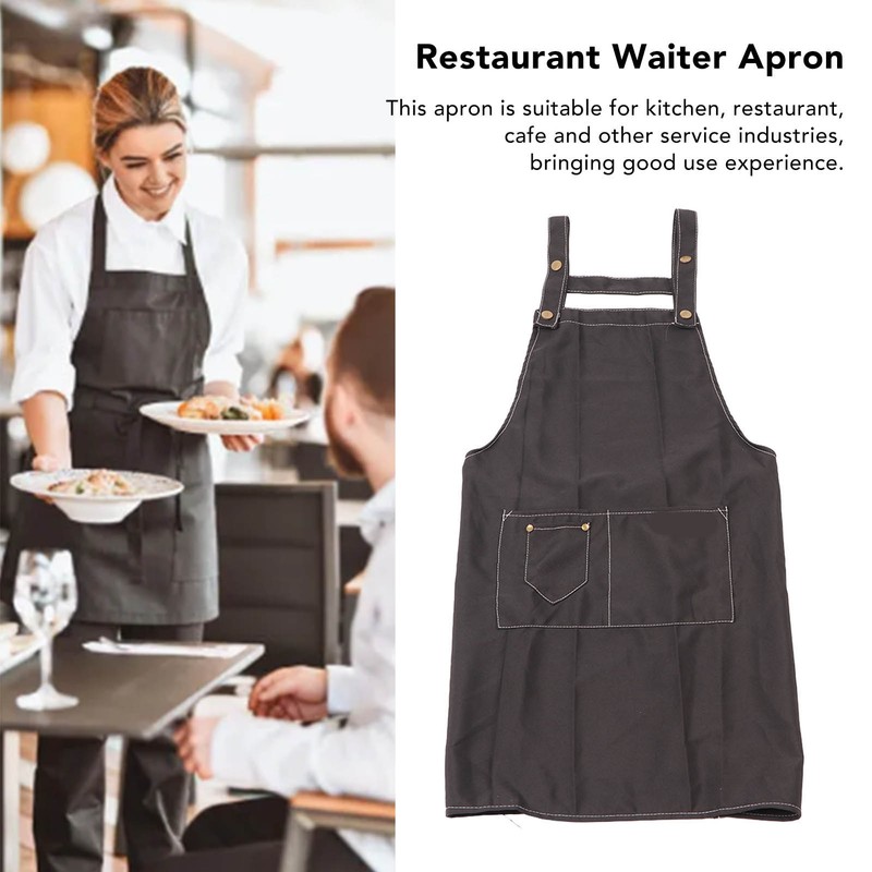 2 Pcs Black Cotton Apron Kitchen Breathable Oil Resistant Apron