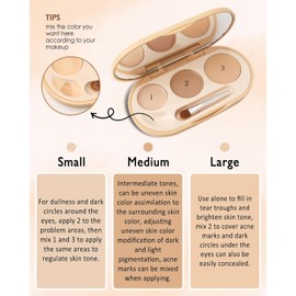 Concealer Foundation Palette, 3 Color Waterproof Long Lasting Blendable Full Coverage Conceal Cream, Cover Blemishes Brighten Correcting Facial Contour Multi Use Makeup Palette for Women-02 Nature