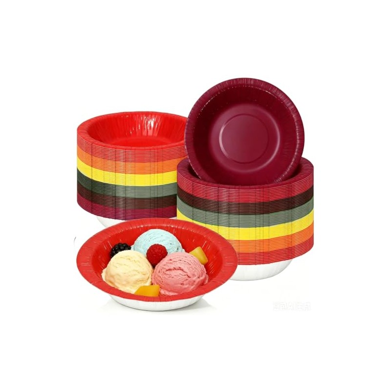 60Pcs Fall Paper Bowls Autumn Disposable Serving Bowls