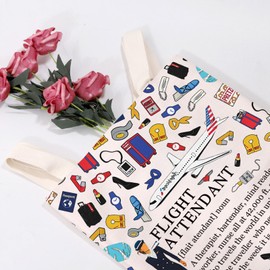 MEIKIUP Flight Attendant Gifts Air Stewardess Cosmetic Travel Bag Stewardess Aviation Makeup Pouch Flight Graduation Gift (Flight Attendant noun Tote Bag)