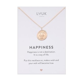 LUUK LIFESTYLE Hamsa hand I Turkish eye necklace with coin pendant, vintage style, lucky charm and symbol for protection, rose