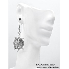 Large Turtle – Tortoise – 34x18mm - Silver alloy charm dangle earrings. Hypoallergenic Stainless Steel or Silver-Plated Fishhook or Ball Post Earring or Silver Tone Clip-on Options