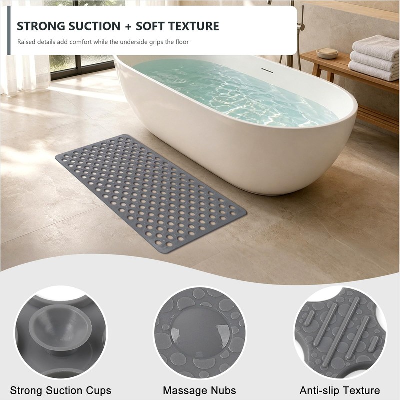 Mofonky Bathtub Mat Non Slip: 30" x 17" Shower Mats