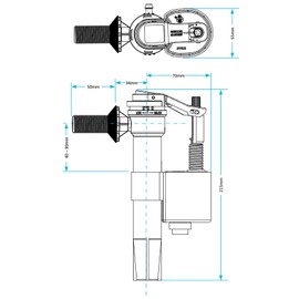 SPARES2GO Toilet Cistern Fill Valve Universal 1/2" BSP Adjustable Water Float Inlet (Side Entry)