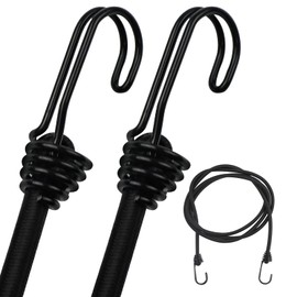 DRERIO 2 Stück Spanngummi mit Haken 2m Expander mit Metall Haken gepäckspanner, Lange Spanngurte schwarz 8mm Belastbare Gummispanner mit Haken für Zelte, Banner, Plakate, im Freien, Camping, Garten