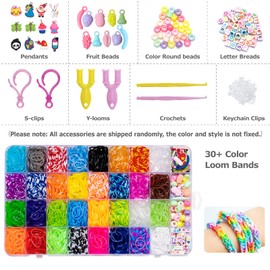 Noa Home Deco Loom Bands Set, 2500 Pieces Rubber Bands for Bracelet Making Yourself, Accessories Colourful Loops Rubber Set with Pendants and Accessories, DIY Crafts Gift for Children, Boys, Girls