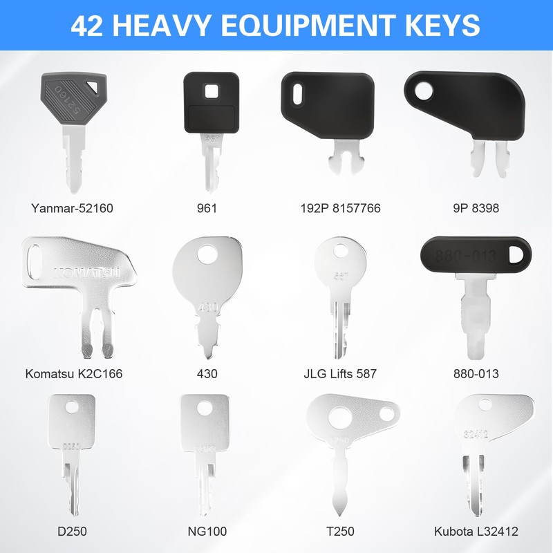 42PCS Heavy Equipment Keys Master Set, Universal Operator Construction Ignition