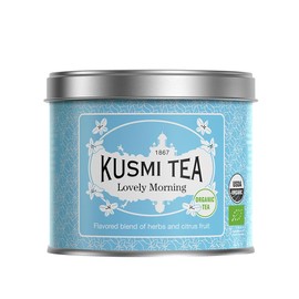 Kusmi Tea - Lovely Morning - Organic Blend of Green Tea, Mate, Lemon, Guarana, Grapefruit & Orange - Organic Flavored Green Tea - Loose Leaf Tea - Tin Box of 3.5 oz - Quantity for about 50 cups