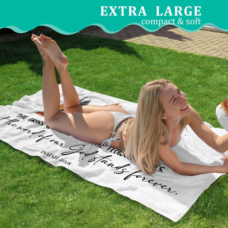 JQF Christian Fall Beach Towel 30x60 Inch, Bible Verse Fall