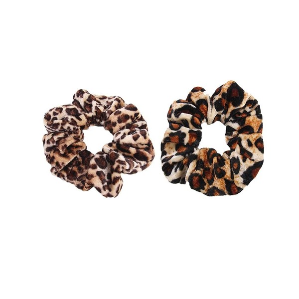 2er Set Leopardenmuster-Samt Haargummis mit Premium-Elastizität – Modeaccessoires für Hochsteckfrisuren