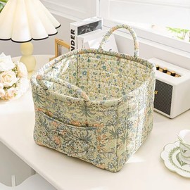 Storage Basket Boho Fabric Large Collapsible Floral Laundry Nursery Hamper Portable Folding Storage for Clothes Toys