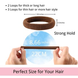LuSeren 120 Pcs No Damage Hair Ties for Women Thick Hair, Stretchy Soft Seamless Nylon Cloth Elastic Hair Ties Ponytail Hair Holders Hair Elastics Hair Band for Women Brown Color
