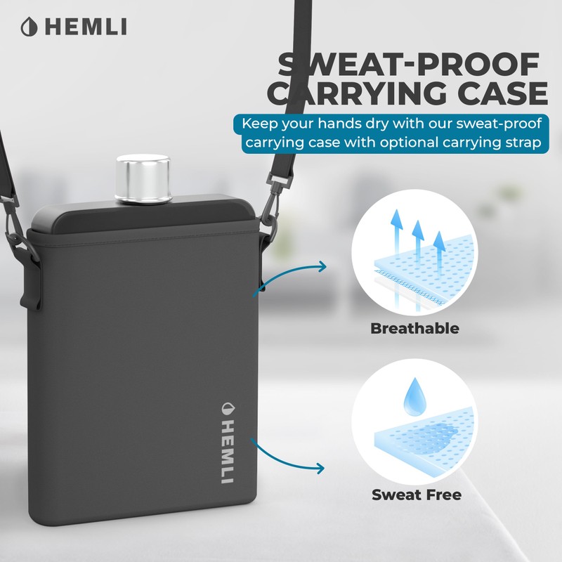 Hemli Flat Water Bottle with Carrying Case – Thin Square
