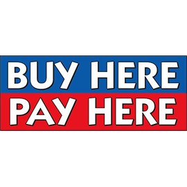 SSWBasics Windshield Banner With Bungee Cord - "Buy Here Pay Here" - 50ʺL x 20ʺH