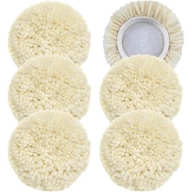 phepetroll 6 PCS Wool Buffing Polishing Pads - 6 Inch Natural Wool Cutting Pads With Hook and Loop Backing, Compound & Polishing for Automotive Car Boats Glass Furniture Body Repair