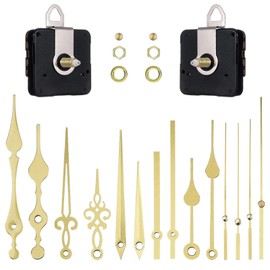 AUXSOUL 22pcs Clock Mechanism Kit Clock Movement Parts Replacement Repair Tools Silent Sweep Custom Clock Quartz Wall Clocks Motor Mechanisms Long Shaft Complete Kit(Gold)