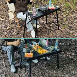 DRAXDOG IGT Camping Table with Carry Bag Portable Folding Beach Table for Outdooor Camping, Cooking, Picnic, Beach,BBQ,Boat, Travel (Black)