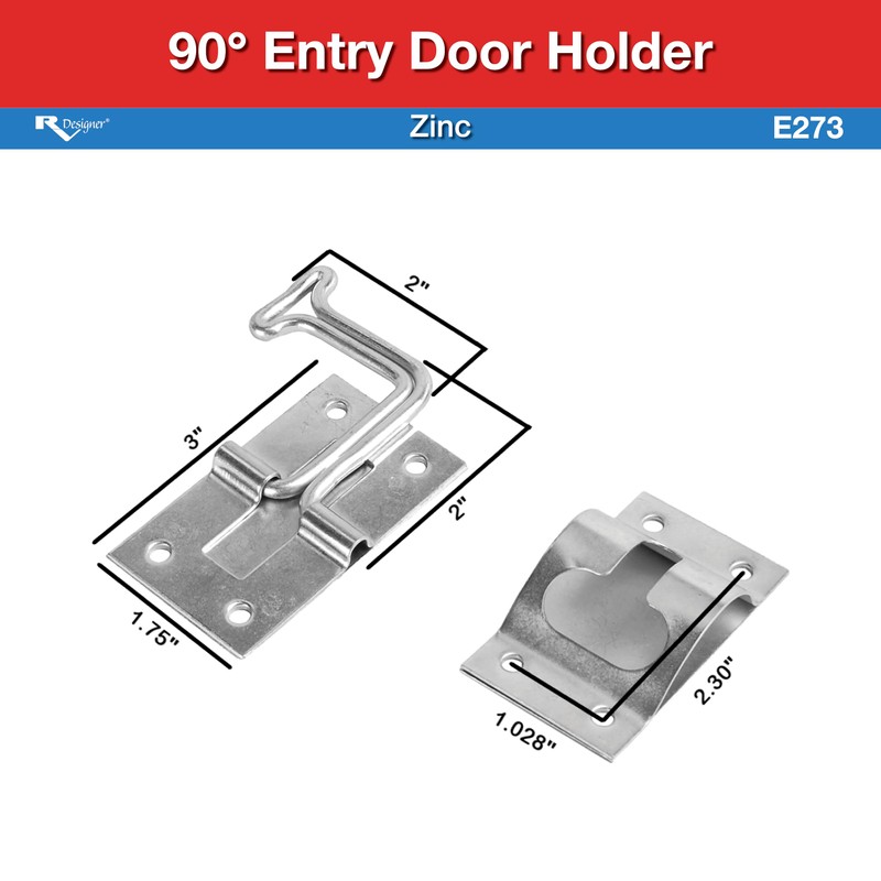 RV Designer E273 Zinc T-Style Entry Door Holder - Angled