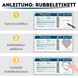 JOCERO Travel voucher flight ticket with scratch sticker – voucher travel, holiday – boarding pass for labelling, gift idea to scratch off for couples, family and friends